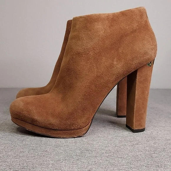 Michael Kors Haven Tan Suede Zip-Up Ankle Bootie Heels Size 9.5 - Picture 4 of 13